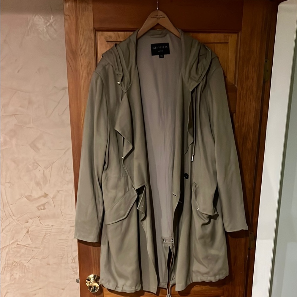 AllSaints Olive Green Hooded Coat